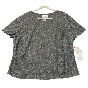 Papell Boutique Evening Shirt Womens 1X Gray Beaded Sequin Party‎ Top NWT Plus